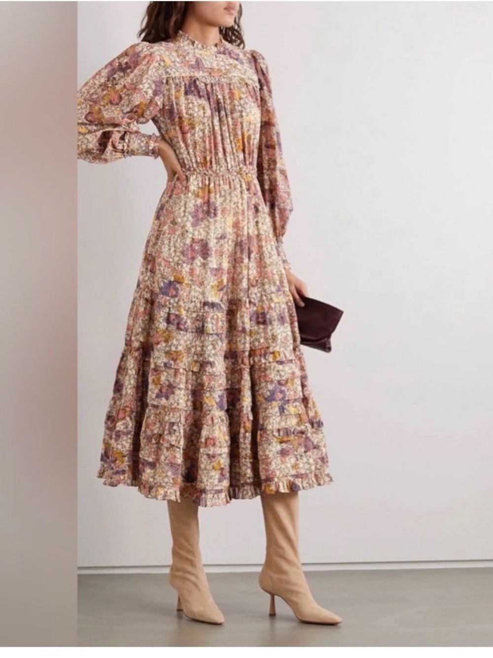 Ulla Johnson Multicolor Floral Ruffled Midi Dress